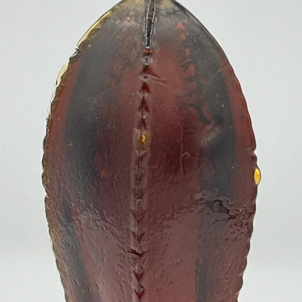 Vintage Amber Glass Hand Bell Diamond Point Scroll Pattern 6